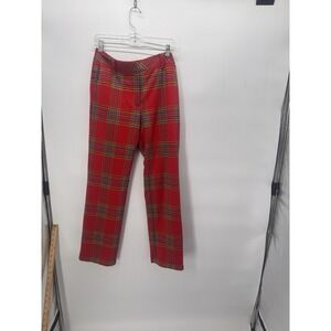 J.Mclaughlin Women'Hattie Pants Red Black Yellow Plaid Jacquard Size 4 Plaid